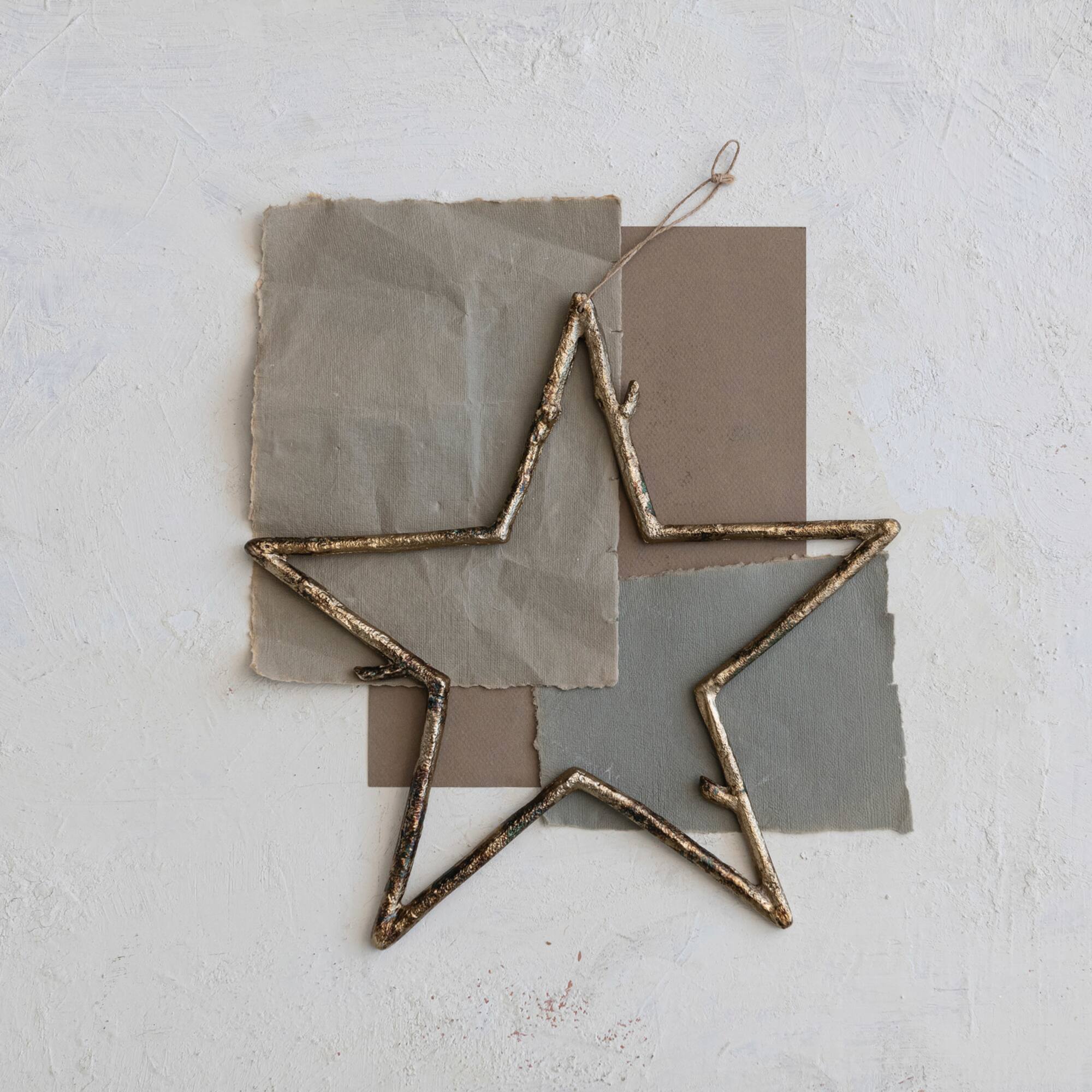 Hello Honey® 13" Antique Gold Twig Star Metal Ornament